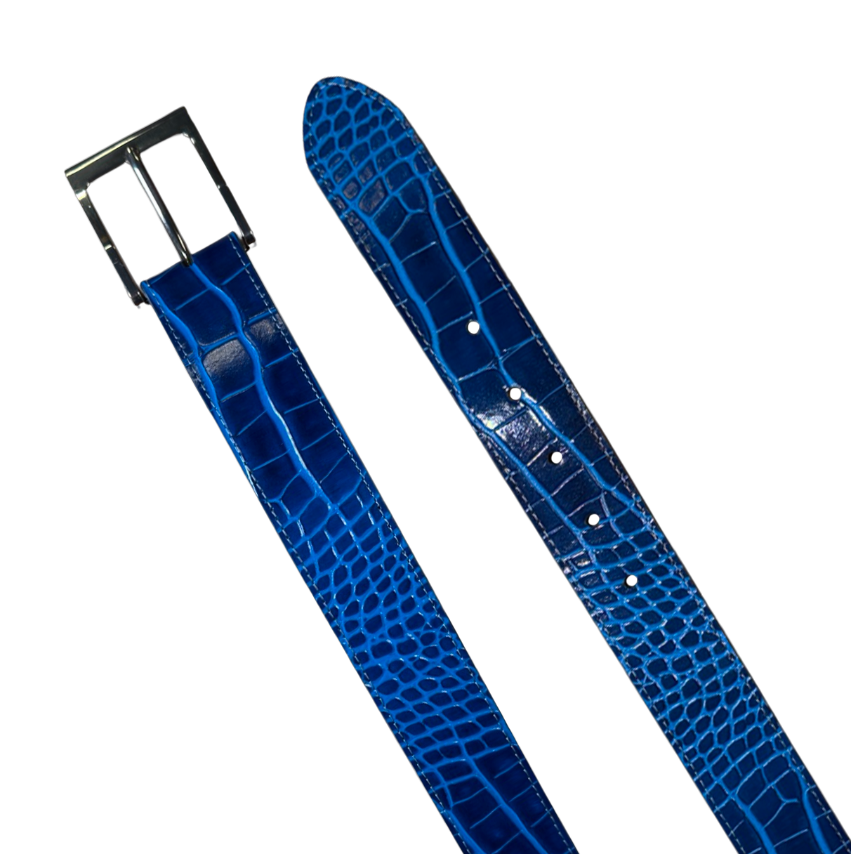 VOLT BLUE EMBOSSED CROCODILE BELT