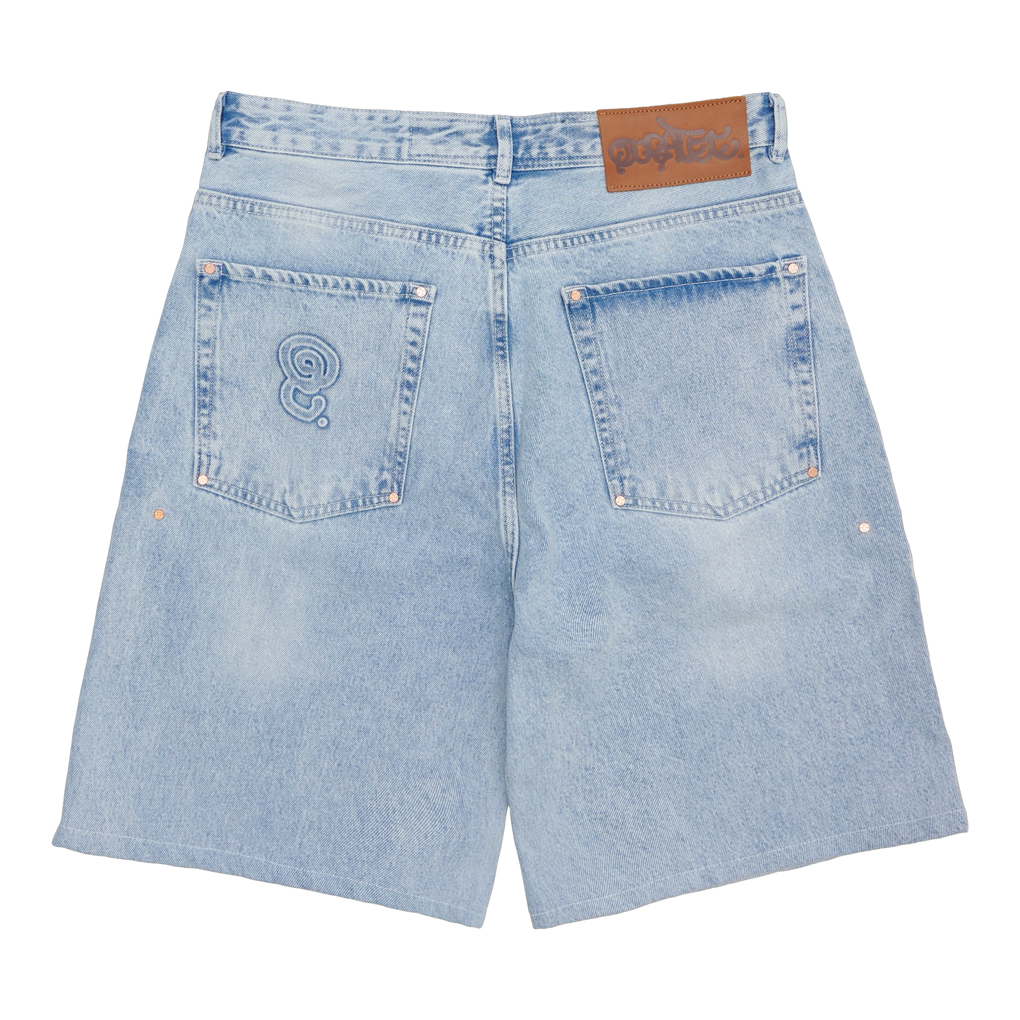 RIVITED DENIM SHORTS (LIGHT BLUE)