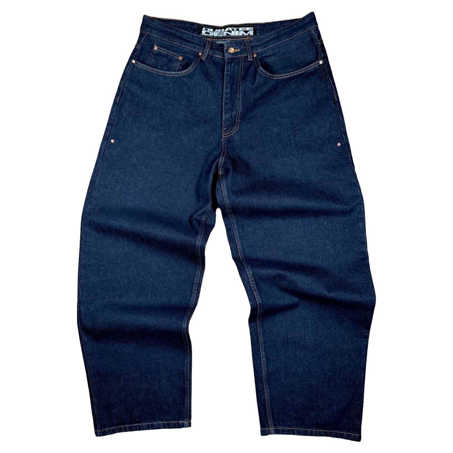 RIVETED DENIM JEANS (RAW INDIGO)