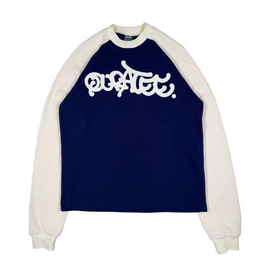 WAFFLE GRAFF TYPE TWO TONE RAGLAN LONG SLEEVE (NAVY/CREAM)