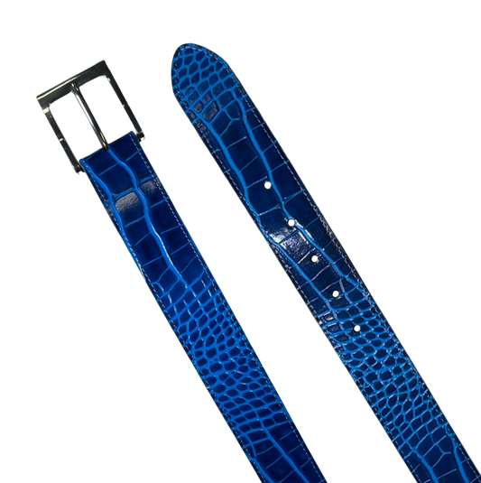 VOLT BLUE EMBOSSED CROCODILE BELT