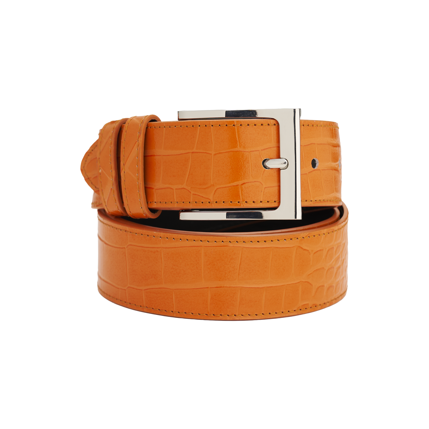 ORANGE EMBOSSED CROCODILE BELT