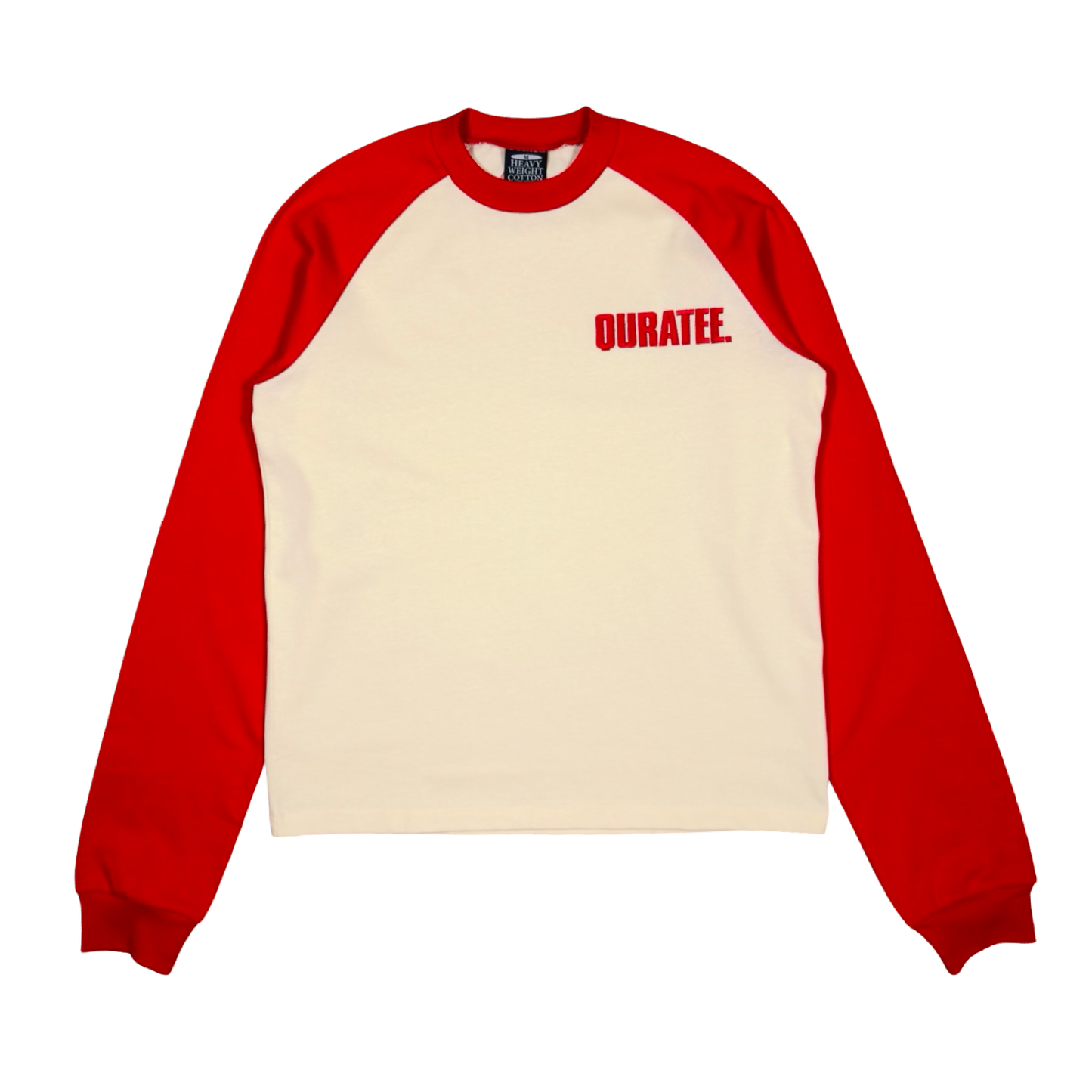 RAGLAN BOLD FONT TWO TONE LONG SLEEVE (RED/CREAM)