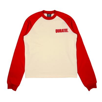 RAGLAN BOLD FONT TWO TONE LONG SLEEVE (RED/CREAM)