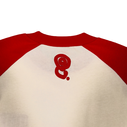 RAGLAN BOLD FONT TWO TONE LONG SLEEVE (RED/CREAM)