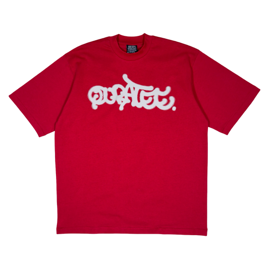 GREY HALFTONE GRAFF TYPE TEE (CRIMSON)