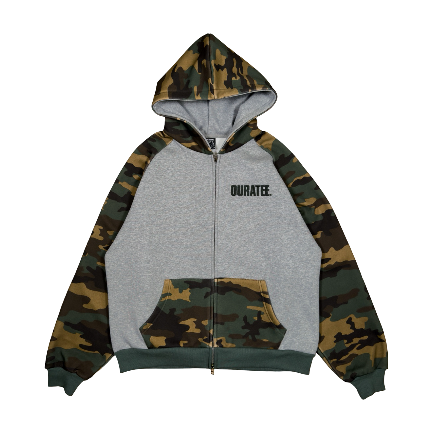TWO TONE RAGLAN ZIP HOODIE (CAMO/GREY)