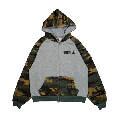 TWO TONE RAGLAN ZIP HOODIE (CAMO/GREY)