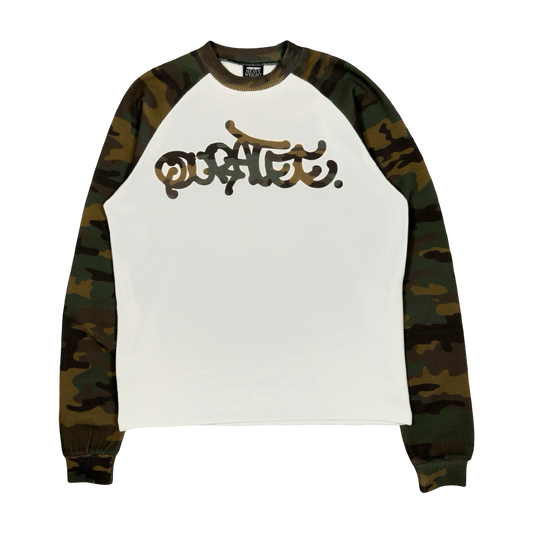 WAFFLE GRAFF TYPE TWO TONE RAGLAN LONG SLEEVE (CAMO/WHITE)