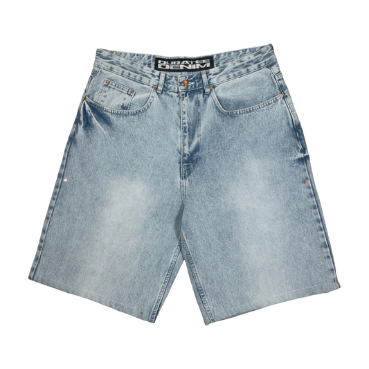 RIVITED DENIM SHORTS (LIGHT BLUE)
