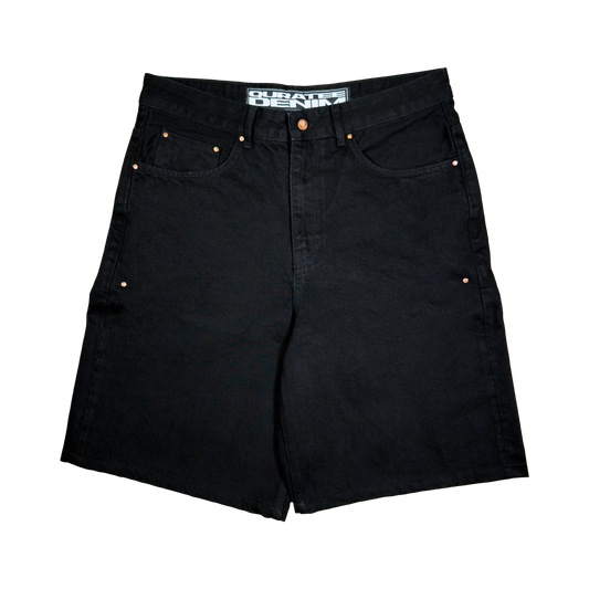 RIVITED DENIM SHORTS (BLACK)