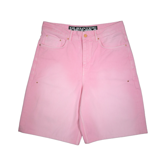 RIVITED DENIM SHORTS (STONE WASHED PINK)