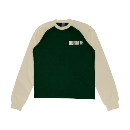 RAGLAN BOLD FONT TWO TONE LONG SLEEVE (FOREST GREEN/CREAM)