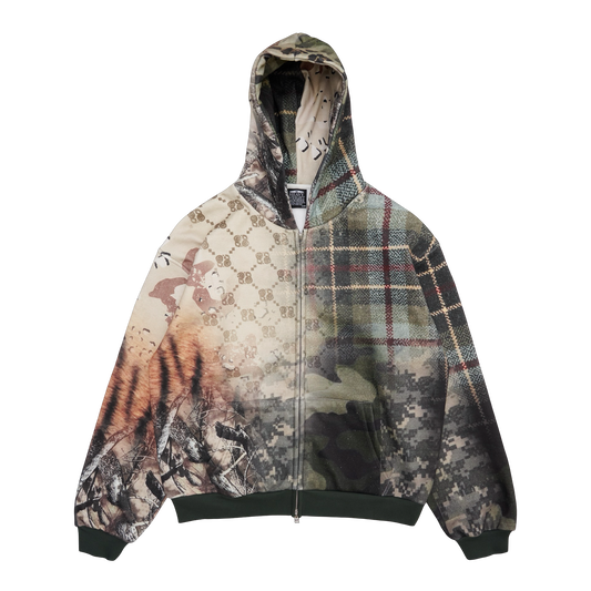 MIX PATTERN ZIP HOODIE