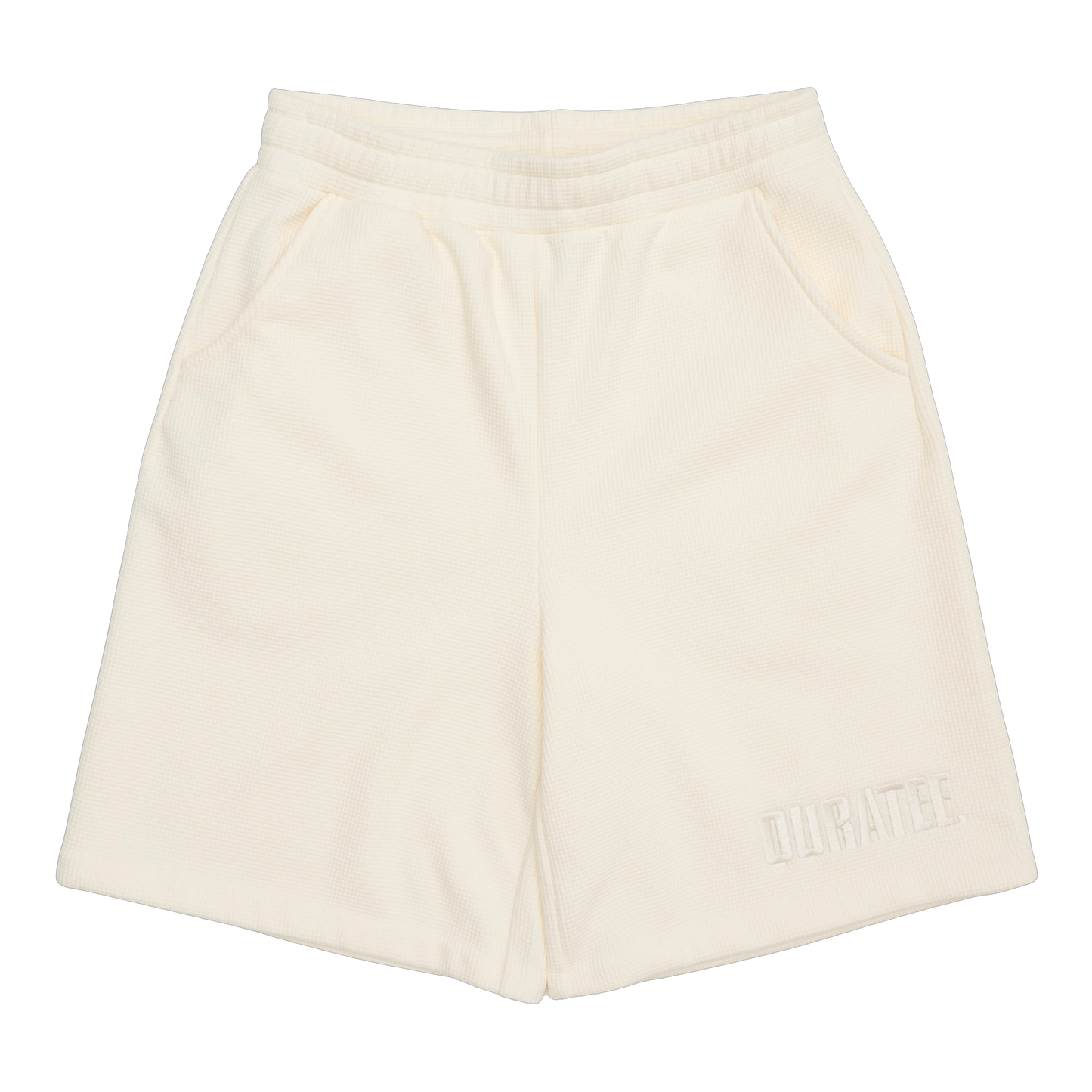 BOLD FONT WAFFLE SHORTS (PEARL)