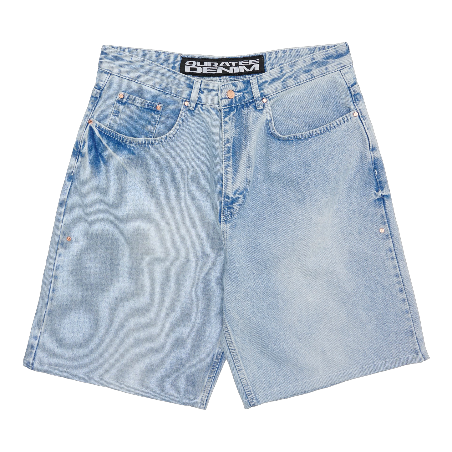RIVITED DENIM SHORTS (LIGHT BLUE)