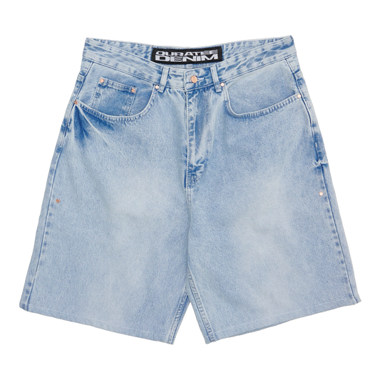 RIVITED DENIM SHORTS (LIGHT BLUE)