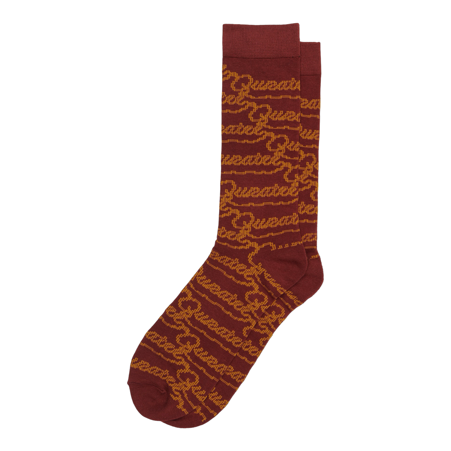 ROYAL JACQUARD MONOGRAM SOCKS (BURGUNDY/GOLD)