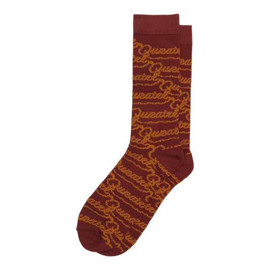 ROYAL JACQUARD MONOGRAM SOCKS (BURGUNDY/GOLD)