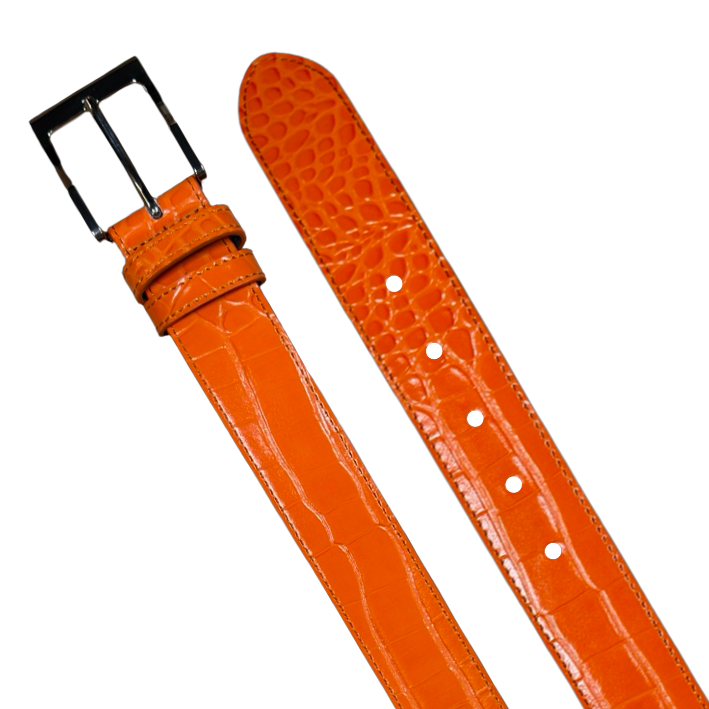 ORANGE EMBOSSED CROCODILE BELT