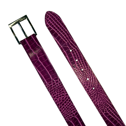 PURPLE EMBOSSED CROCODILE BELT