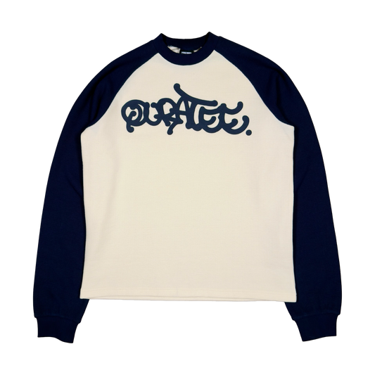 WAFFLE GRAFF TYPE TWO TONE RAGLAN LONG SLEEVE (NAVY/CREAM)