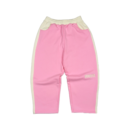TWO TONE COTTON/WAFFLE JOGGERS (PINK/CREAM)
