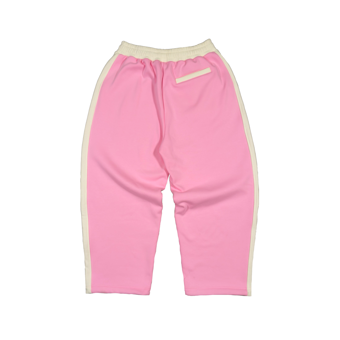 TWO TONE COTTON/WAFFLE JOGGERS (PINK/CREAM)