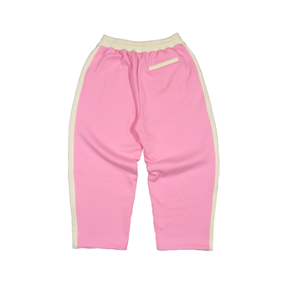 TWO TONE COTTON/WAFFLE JOGGERS (PINK/CREAM)