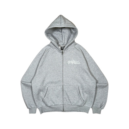 GRAFF TYPE RAGLAN ZIP HOODIE (GREY)