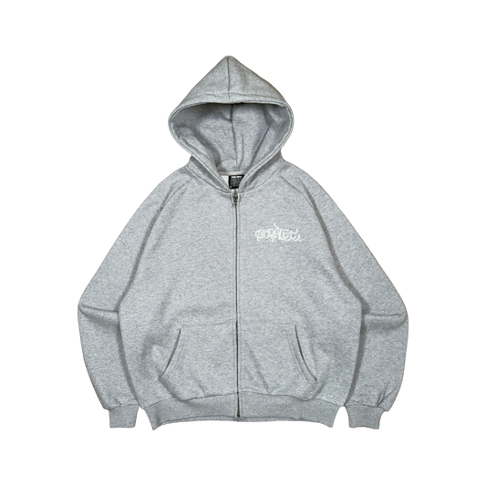 GRAFF TYPE RAGLAN ZIP HOODIE (GREY)