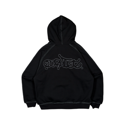 HEAVY STITCH ZIP HOODIE (BLACK)