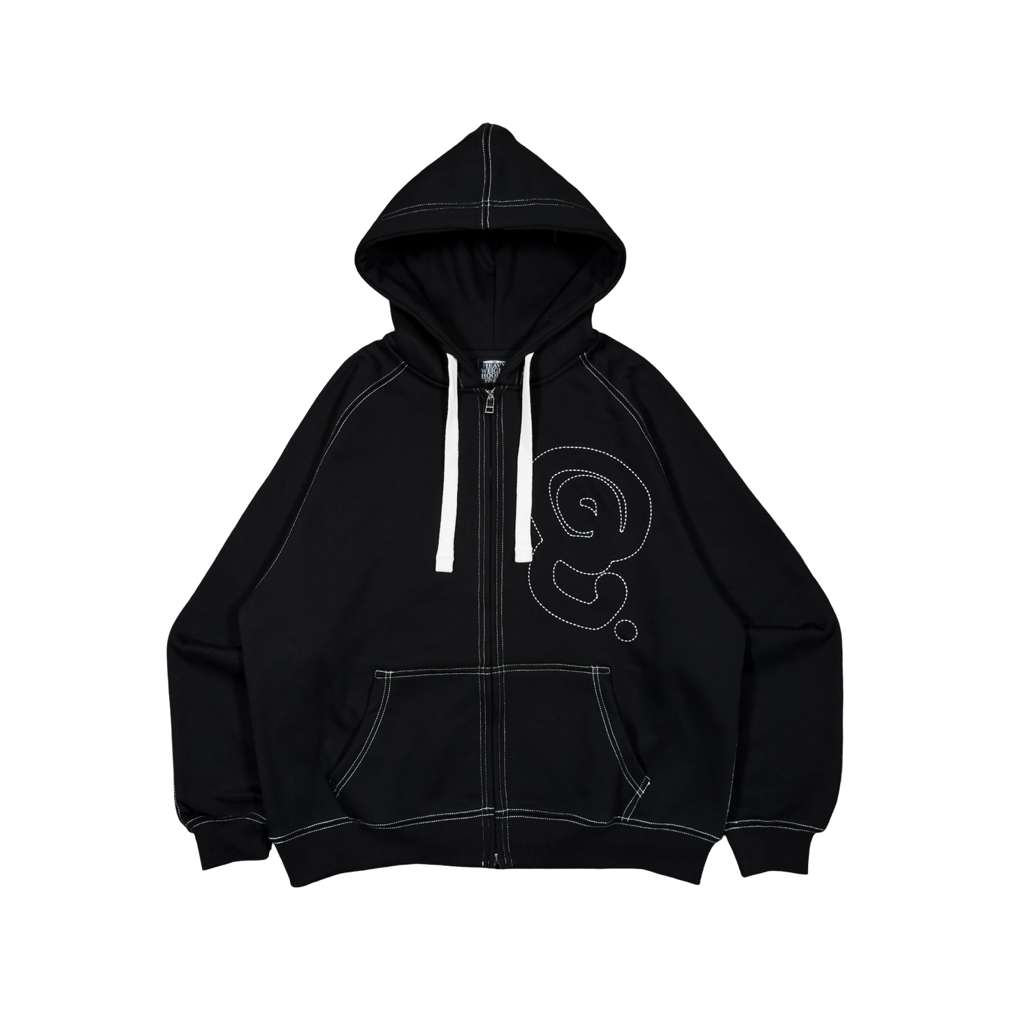 HEAVY STITCH ZIP HOODIE (BLACK)