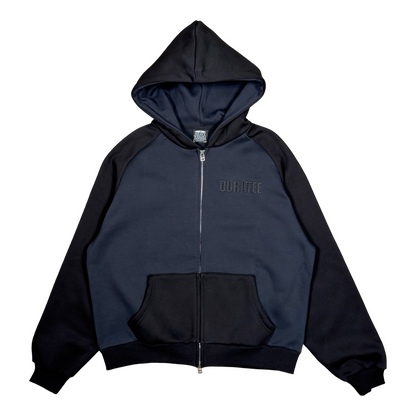 TWO TONE RAGLAN ZIP HOODIE (BLACK/GRAPHITE)