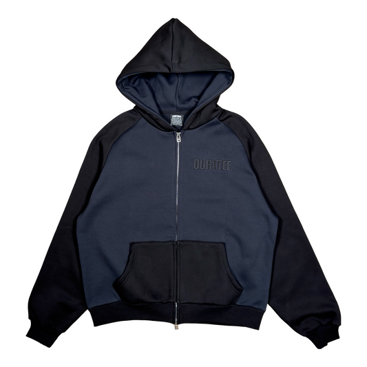 TWO TONE RAGLAN ZIP HOODIE (BLACK/GRAPHITE)
