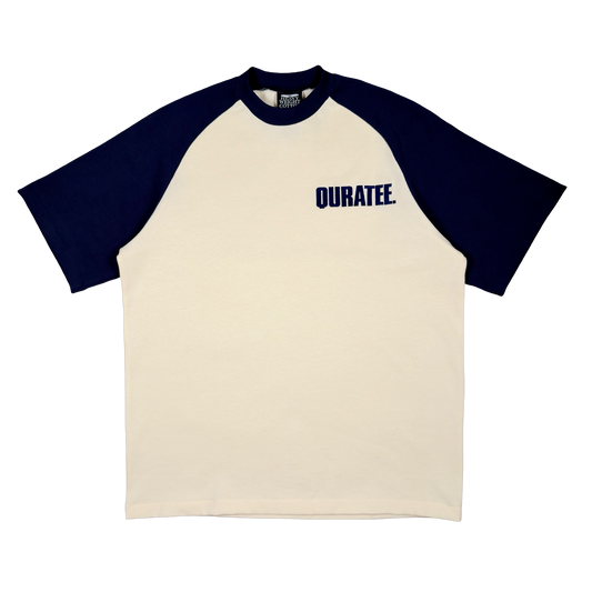 TWO TONE BOLD FONT RAGLAN TEE (CREAM/NAVY)