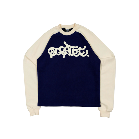 WAFFLE GRAFF TYPE TWO TONE RAGLAN LONG SLEEVE (NAVY/CREAM)