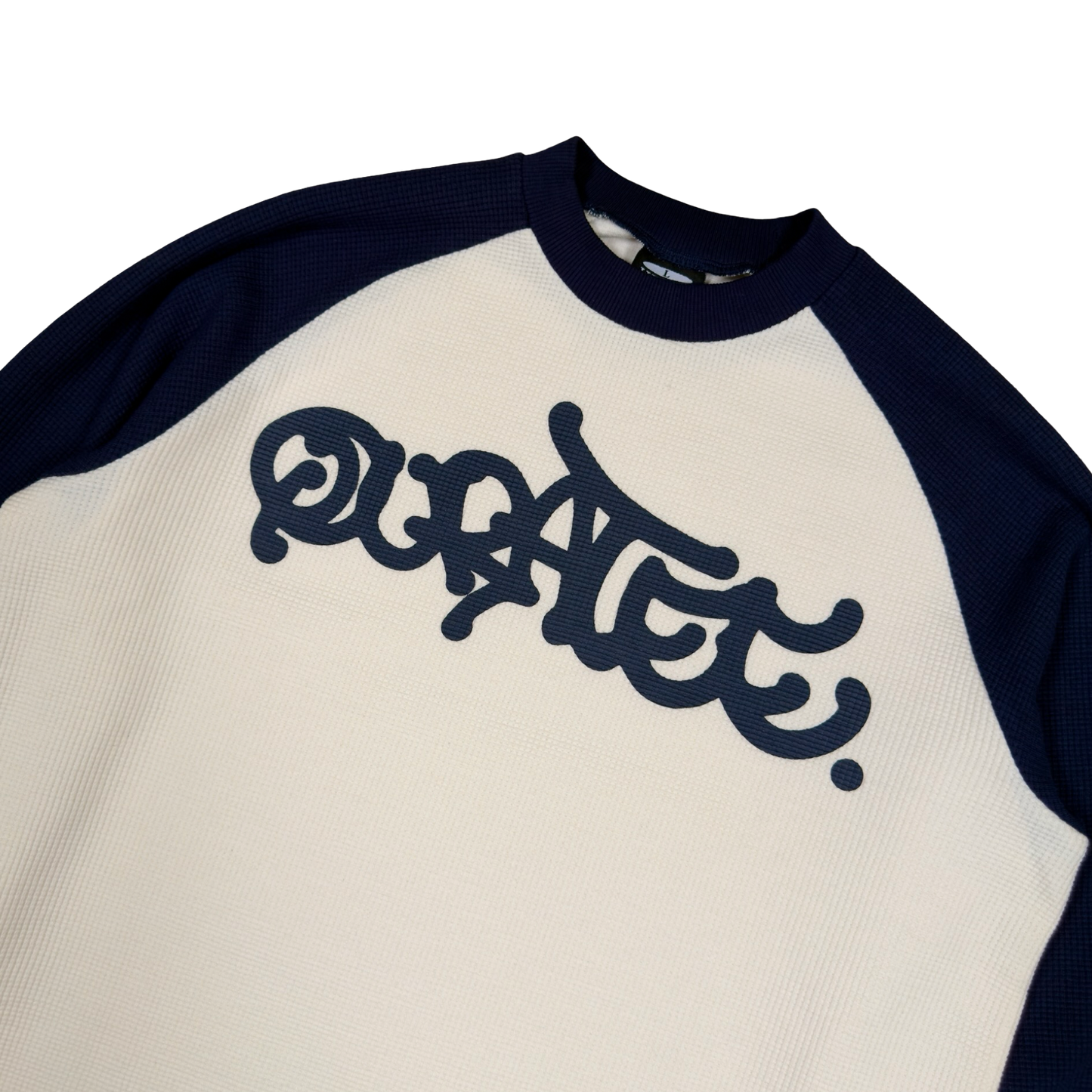 WAFFLE GRAFF TYPE TWO TONE RAGLAN LONG SLEEVE (NAVY/CREAM)