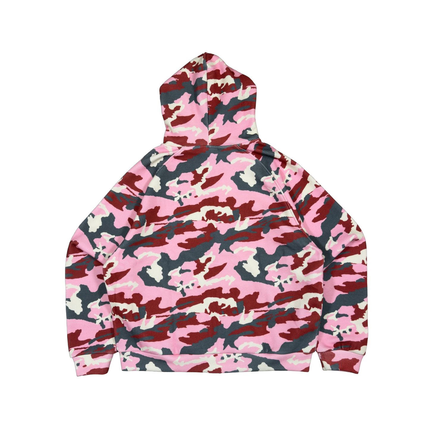 BOLD FONT WAFFLE ZIP HOODIE (PINK CAMO)
