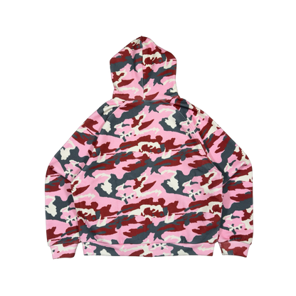 BOLD FONT WAFFLE ZIP HOODIE (PINK CAMO)