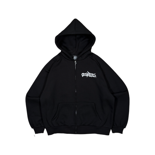 GRAFF TYPE RAGLAN ZIP HOODIE (BLACK)