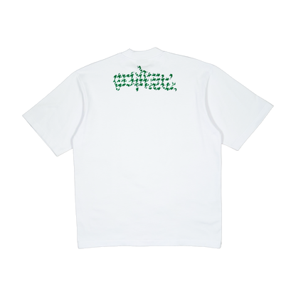 GREEN HOUNDSTOOTH LOGO TEE (WHITE)