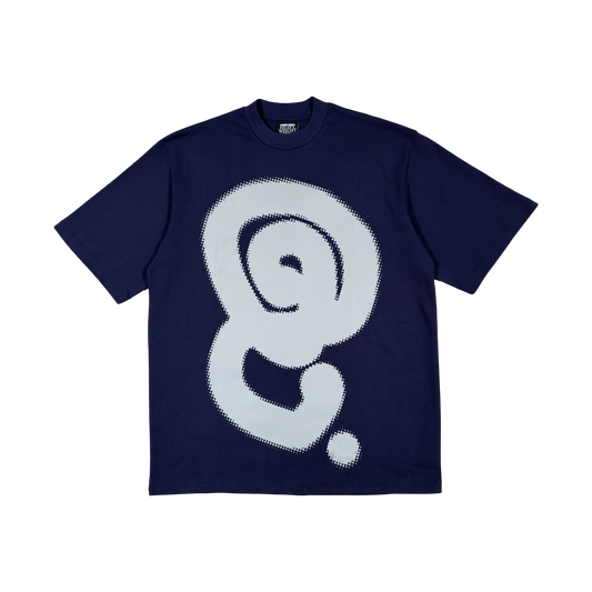 GREY HALFTONE LOGO TEE (NAVY)