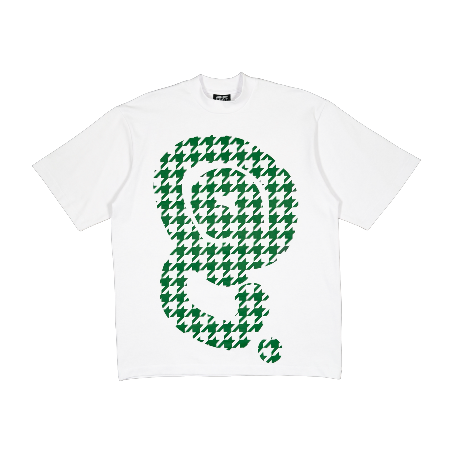 GREEN HOUNDSTOOTH LOGO TEE (WHITE)