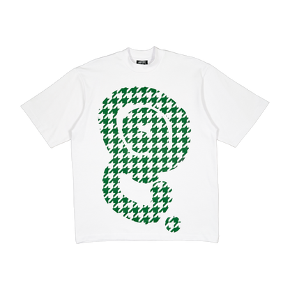 GREEN HOUNDSTOOTH LOGO TEE (WHITE)