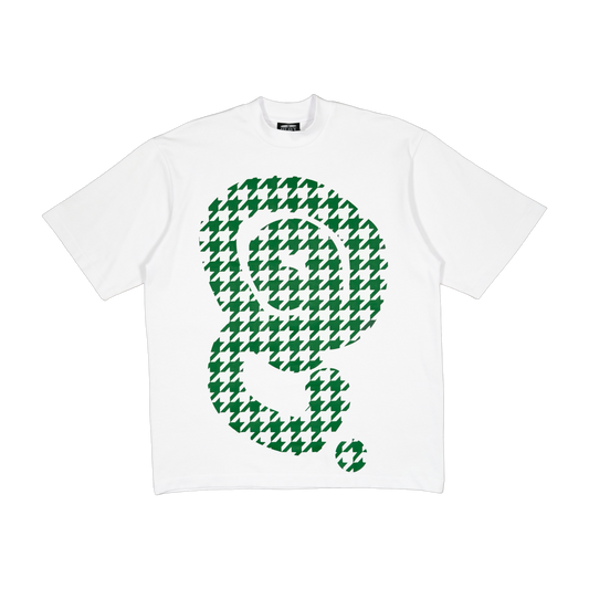 GREEN HOUNDSTOOTH LOGO TEE (WHITE)