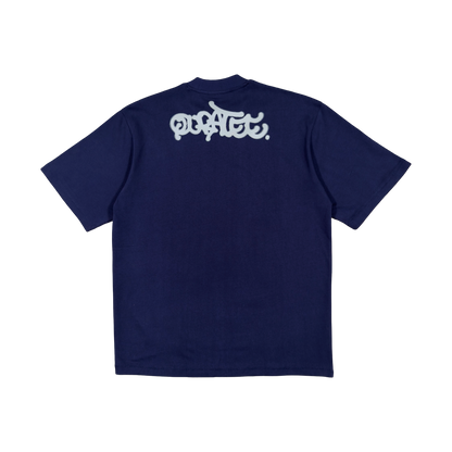 GREY HALFTONE LOGO TEE (NAVY)