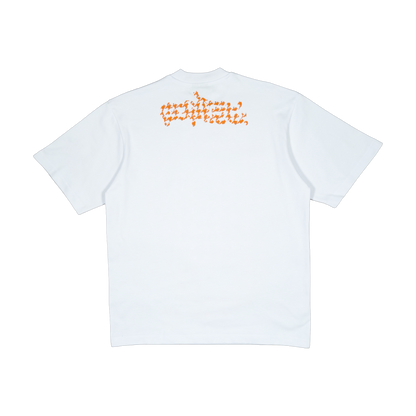 ORANGE HOUNDSTOOTH LOGO TEE (WHITE)