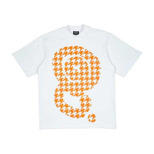 ORANGE HOUNDSTOOTH LOGO TEE (WHITE)