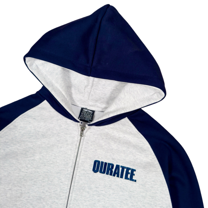 TWO TONE RAGLAN ZIP HOODIE (GREY/NAVY)